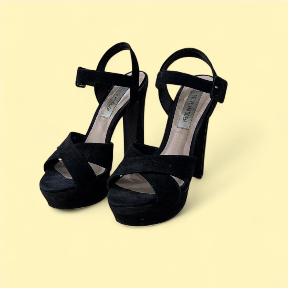 Steve Madden Black Suede Platform Sandals